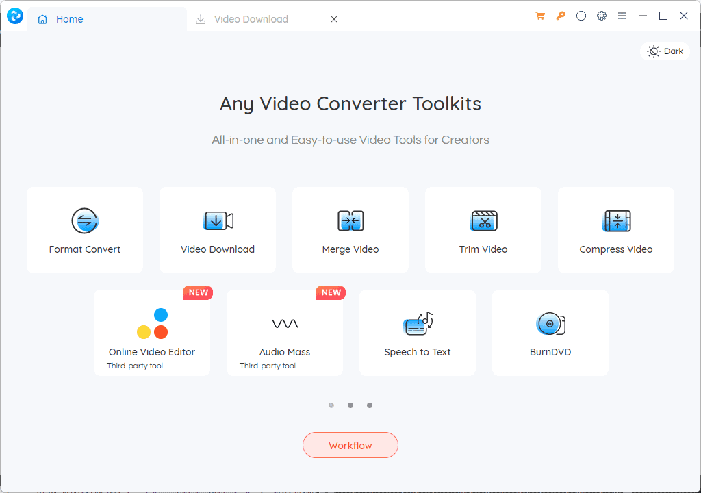 AnyVideo Converter -käyttöliittymä