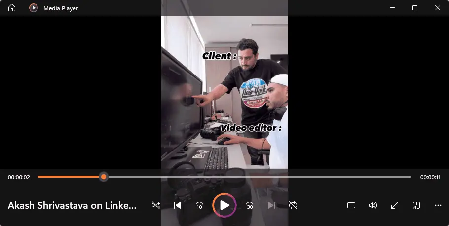 LinkedIn Video Playing in Media Player