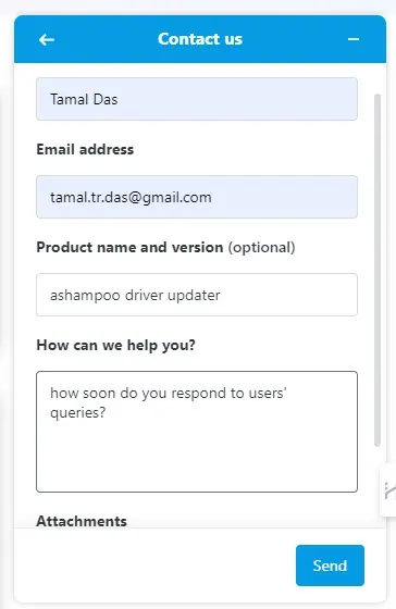 Ashampoo Driver Updater support chat
