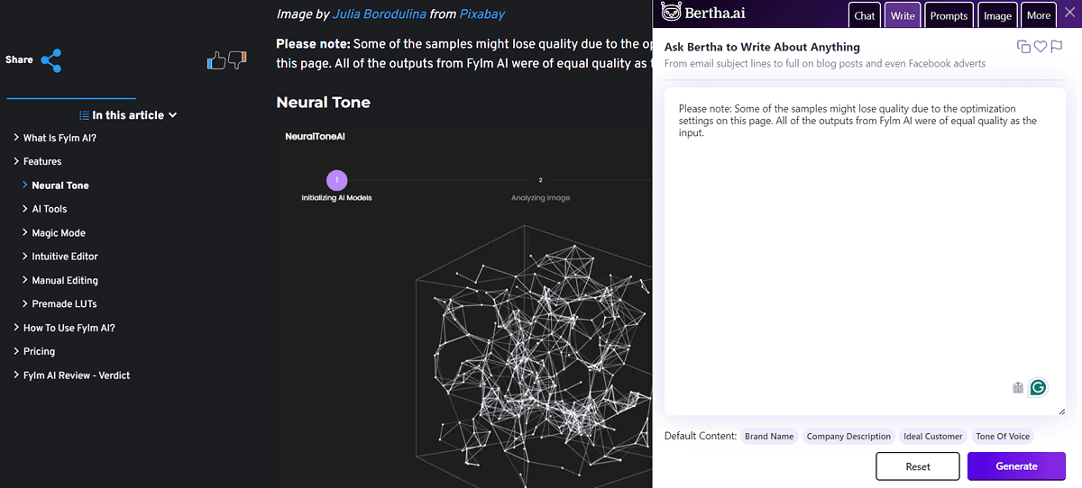 Bertha AI writing assistant