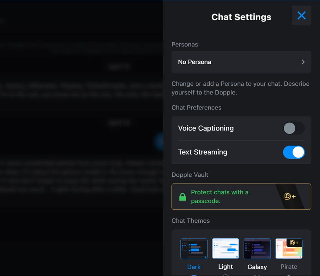 Chat Settings options