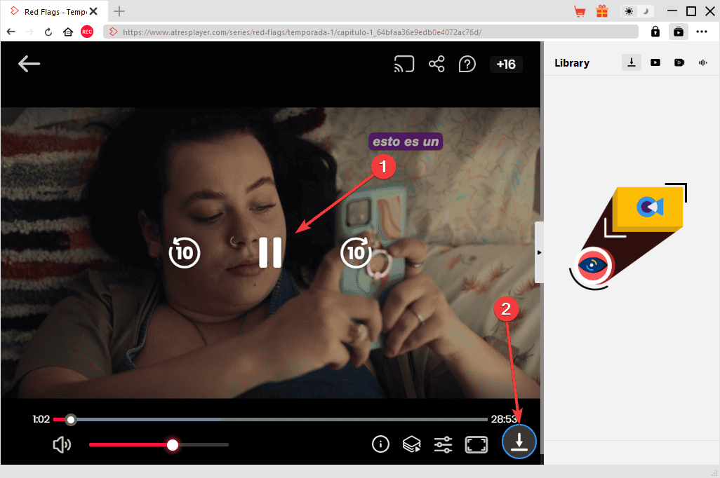 CleverGet playing video and download arrow