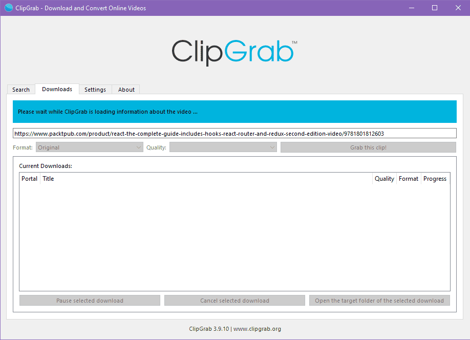ClipGrab packtpub downloader