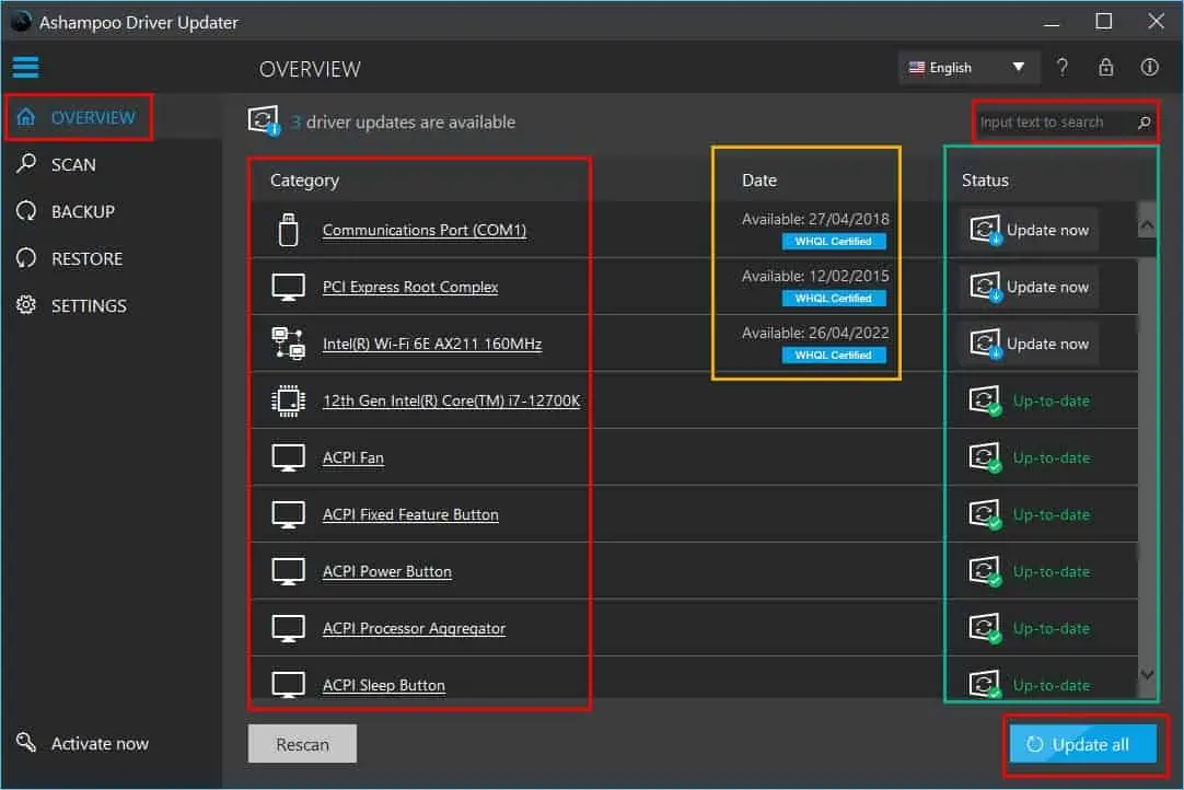 Device Driver Status Dashboard