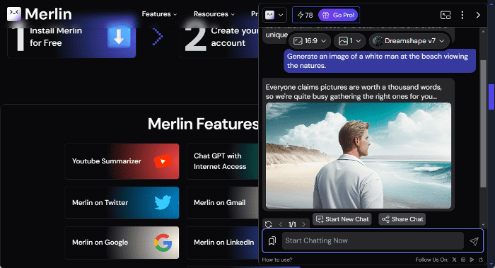 Merlin AI image generation