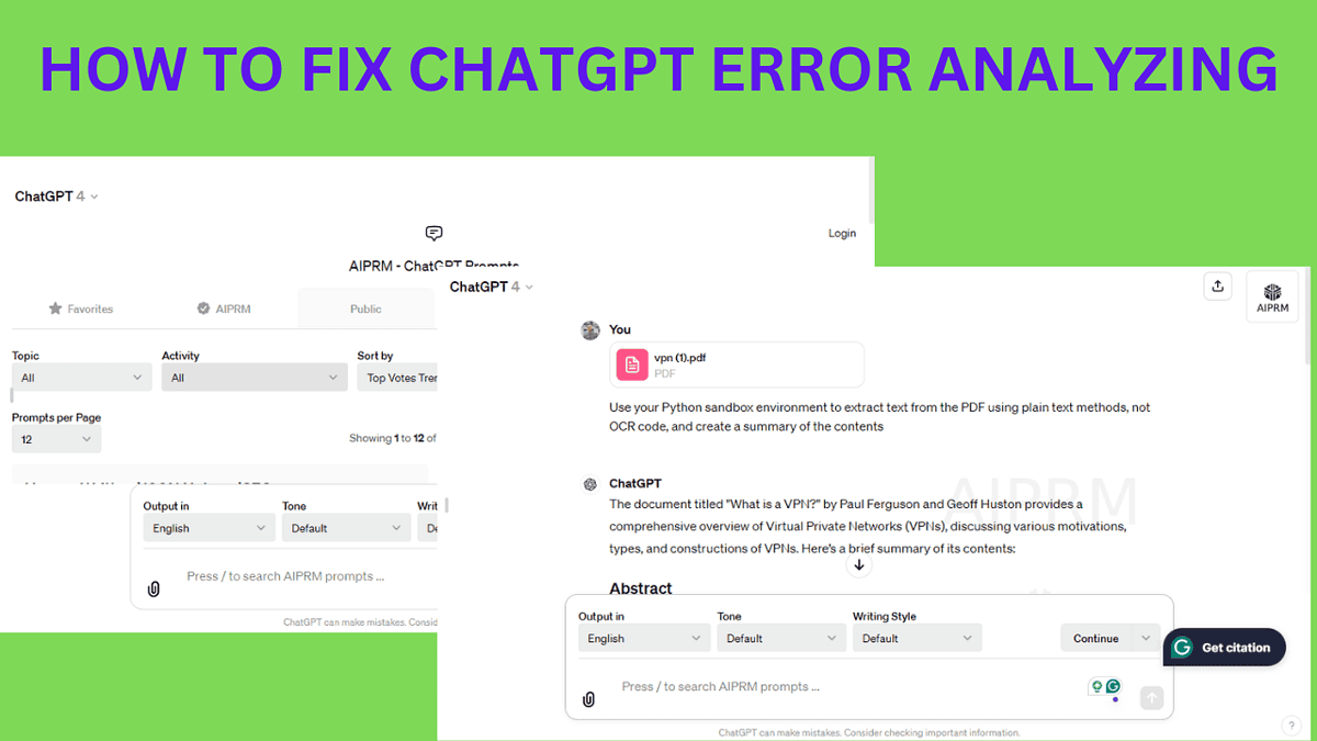 ChatGPT Error Analyzing - Quick Fixes