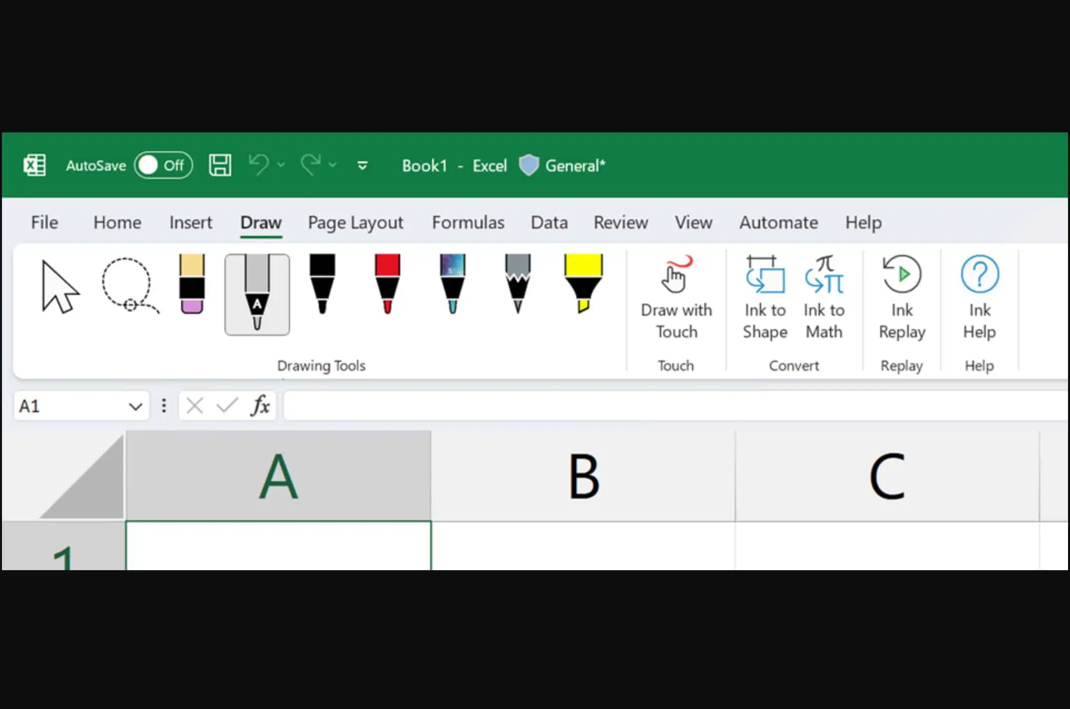 Microsoft Excel インク トゥ テキスト ツール