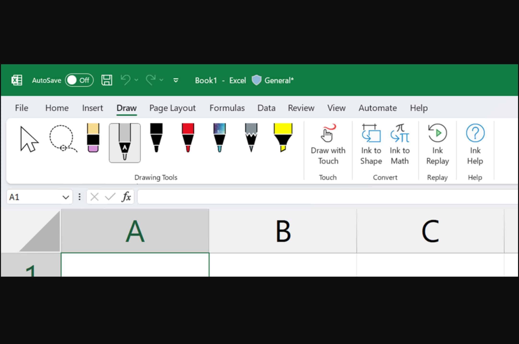 Strumento Inchiostro a testo di Microsoft Excel