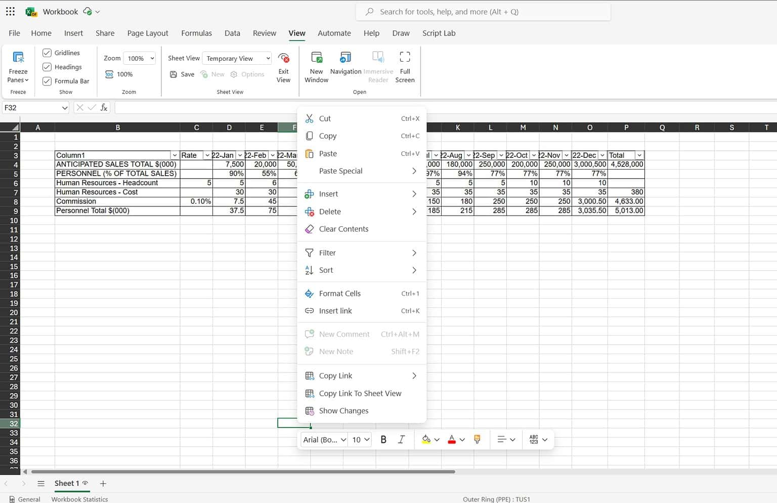 Excel for the web now allows you to share links to Sheet views with others