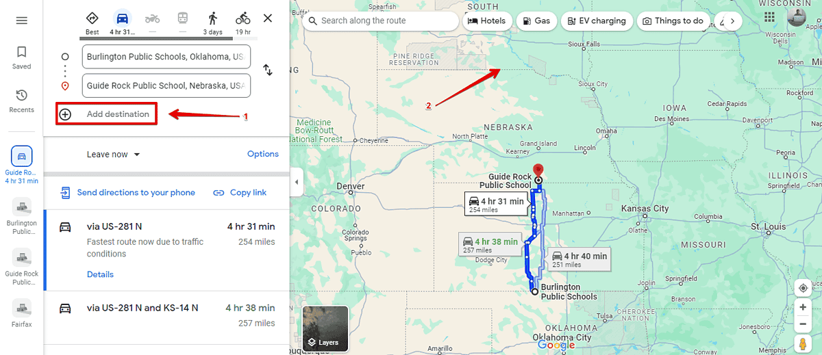 distance from kansas to nebraska