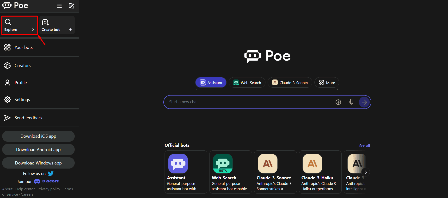 Poe AI explore