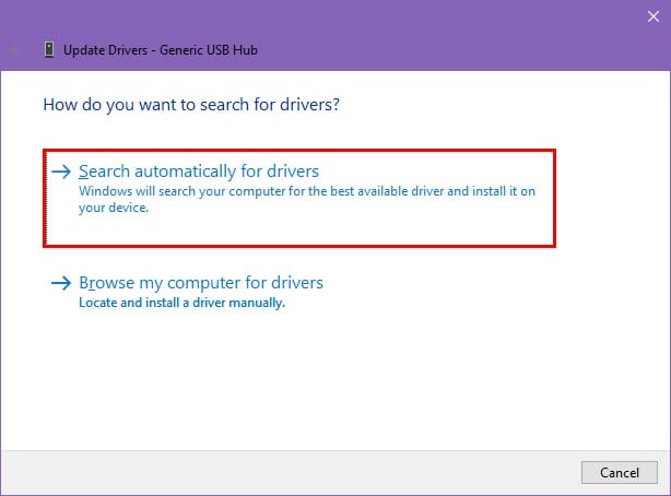 Search automatically for drivers
