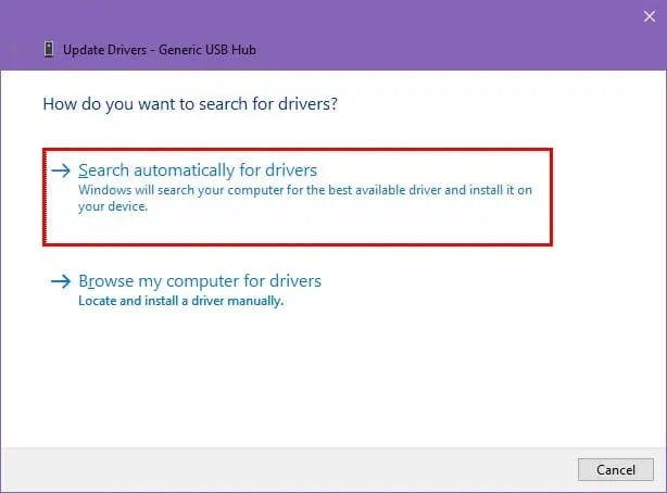 Search automatically for drivers