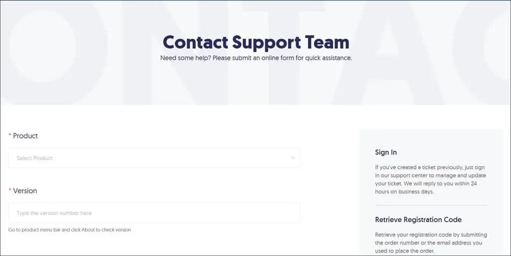 Tenorshare Support page