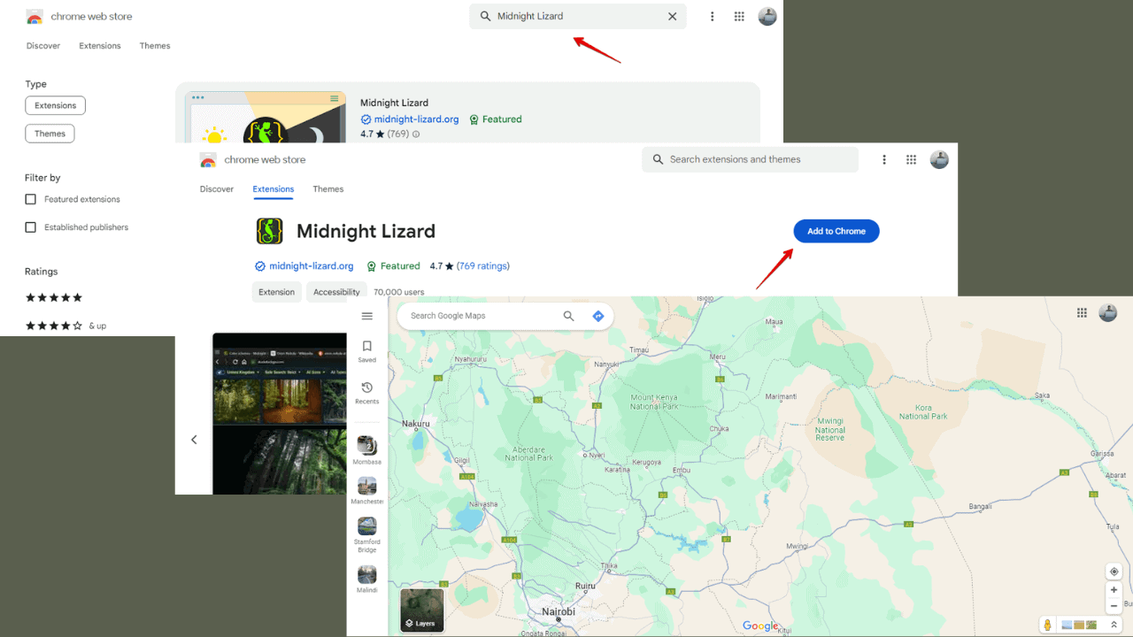 změnit kontrast v Mapách Google
