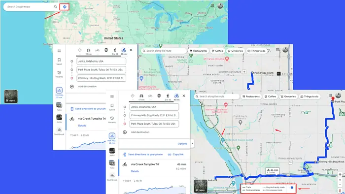 Create bike route Google Maps