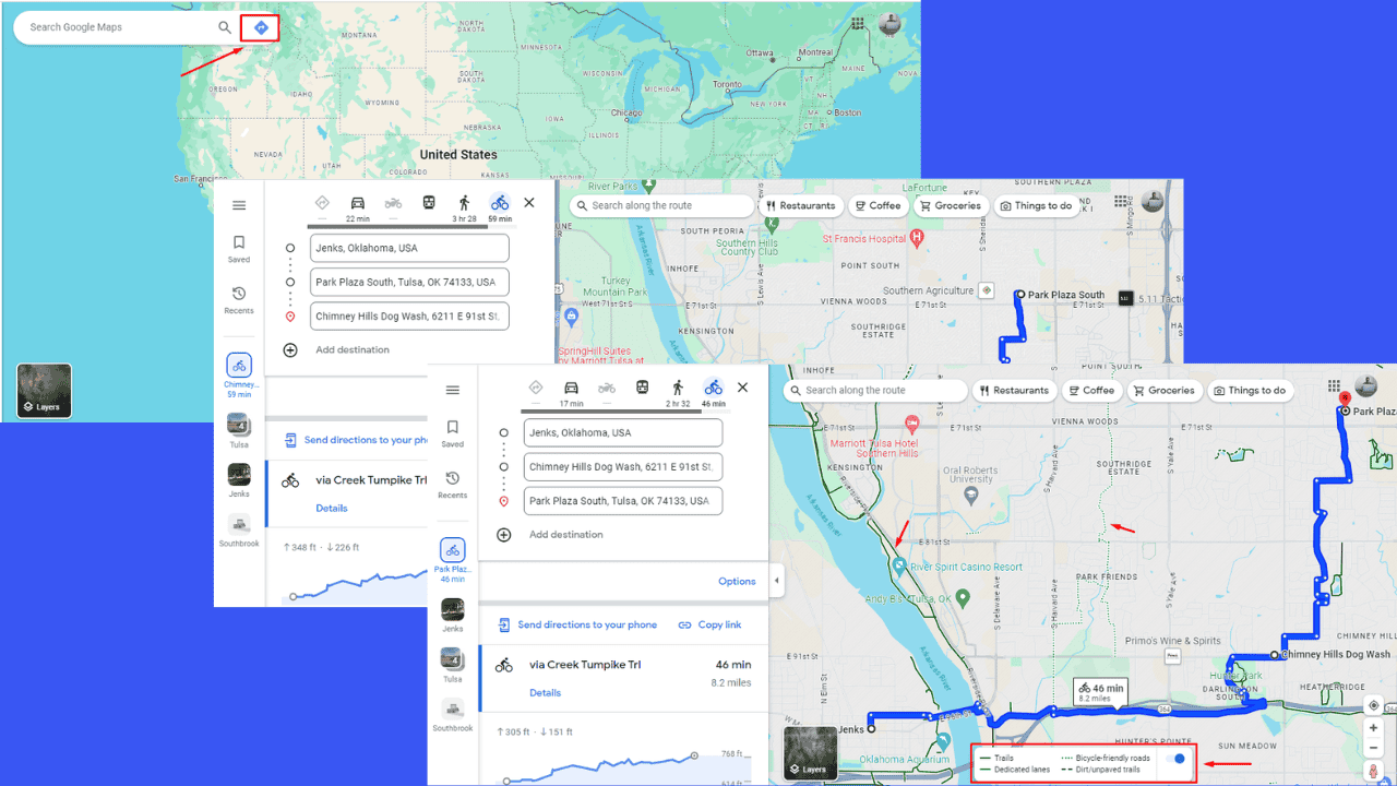 Luo pyöräreitti Google Mapsissa