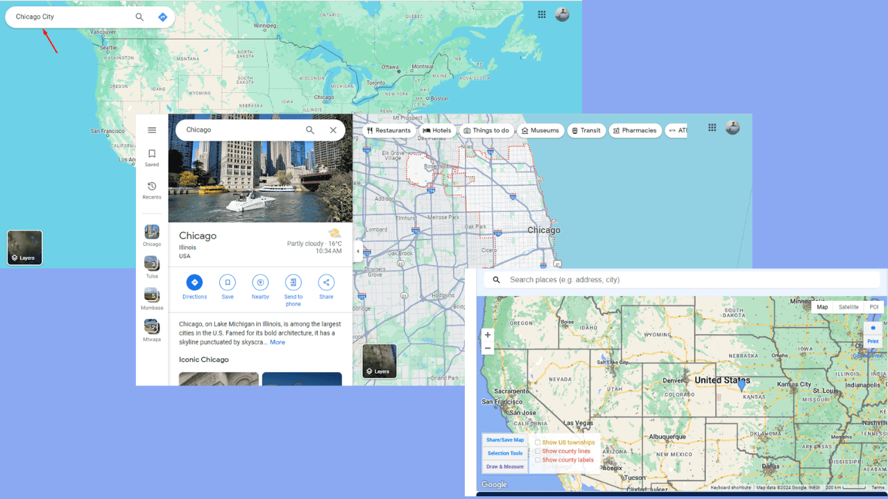 city borders Google Maps