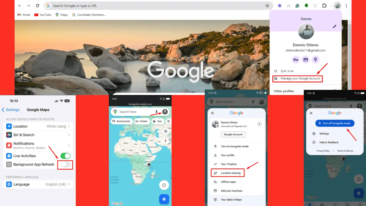 Google Maps location sharing shows offline