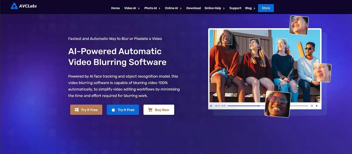 Video Blur AI webpage