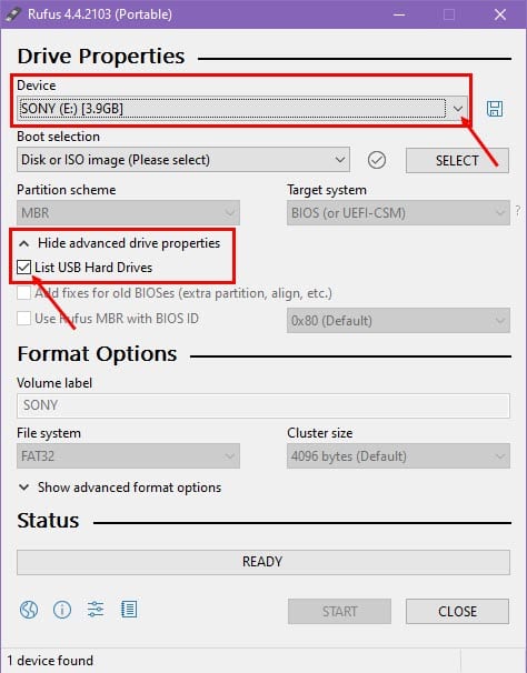 View USB HDDs and SSDs