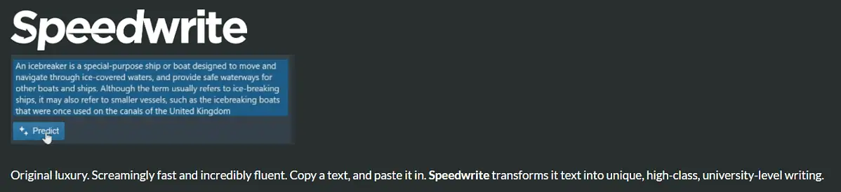 Speedwrite text example