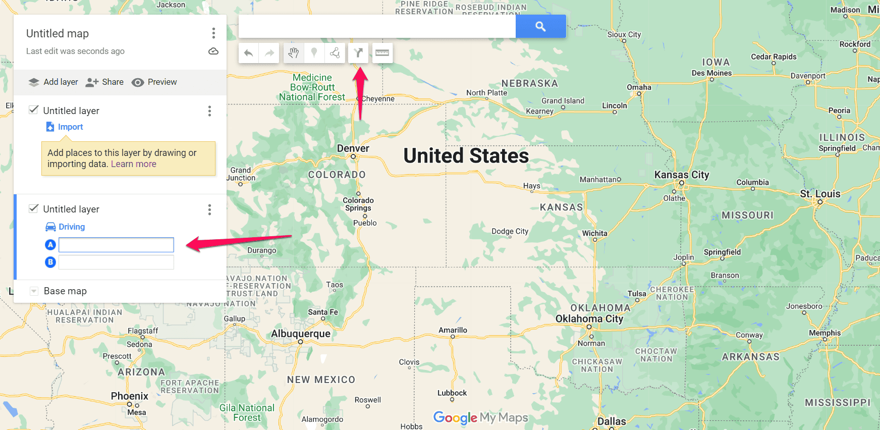 Adding directions in Google My Maps