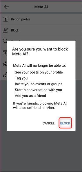 confirming block operation for meta ai