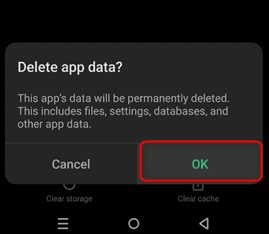 confirming to delete facebook app data
