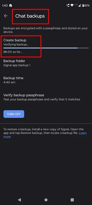 create backup