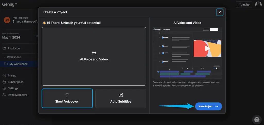 creating a short voiceover project in lovo ai