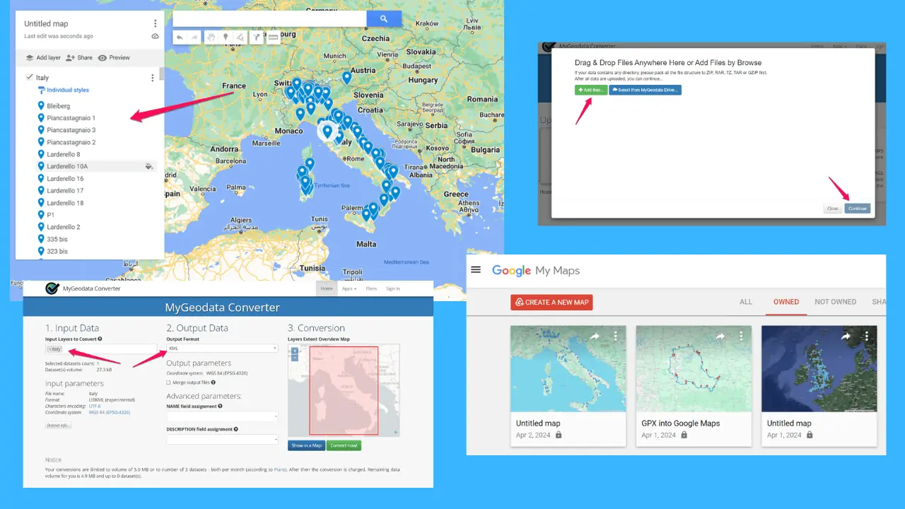 קובץ KMZ של מפות גוגל