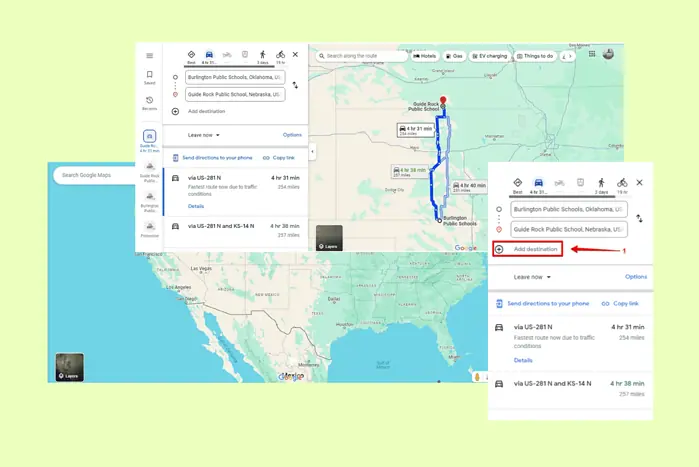google maps miles per state