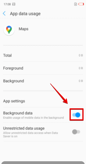 Enable Background data