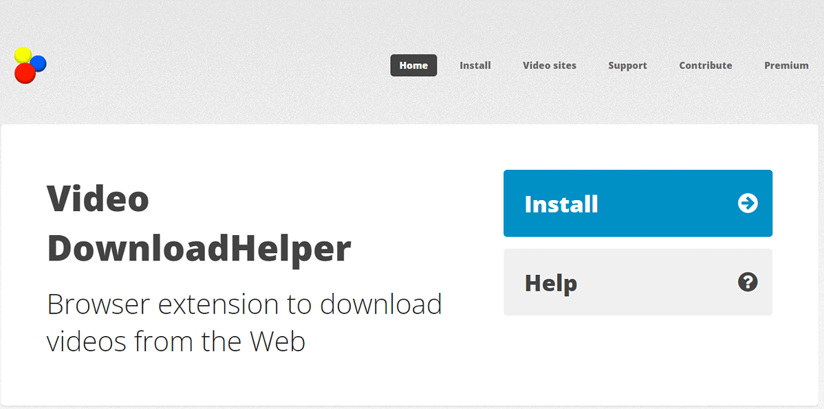 VideoDownload Helper webpage