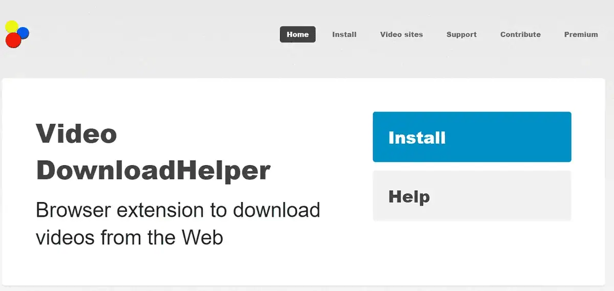 Video DownloadHelper webpage