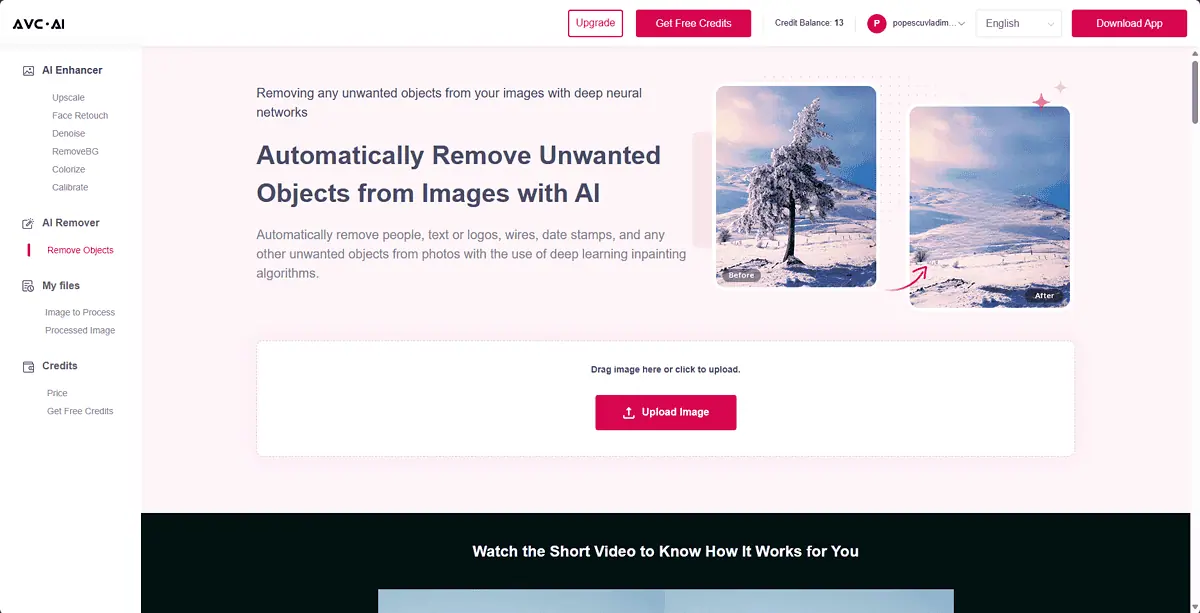 AI Object Remover webpage