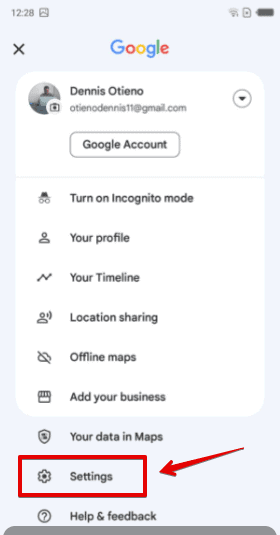 Google Maps settings