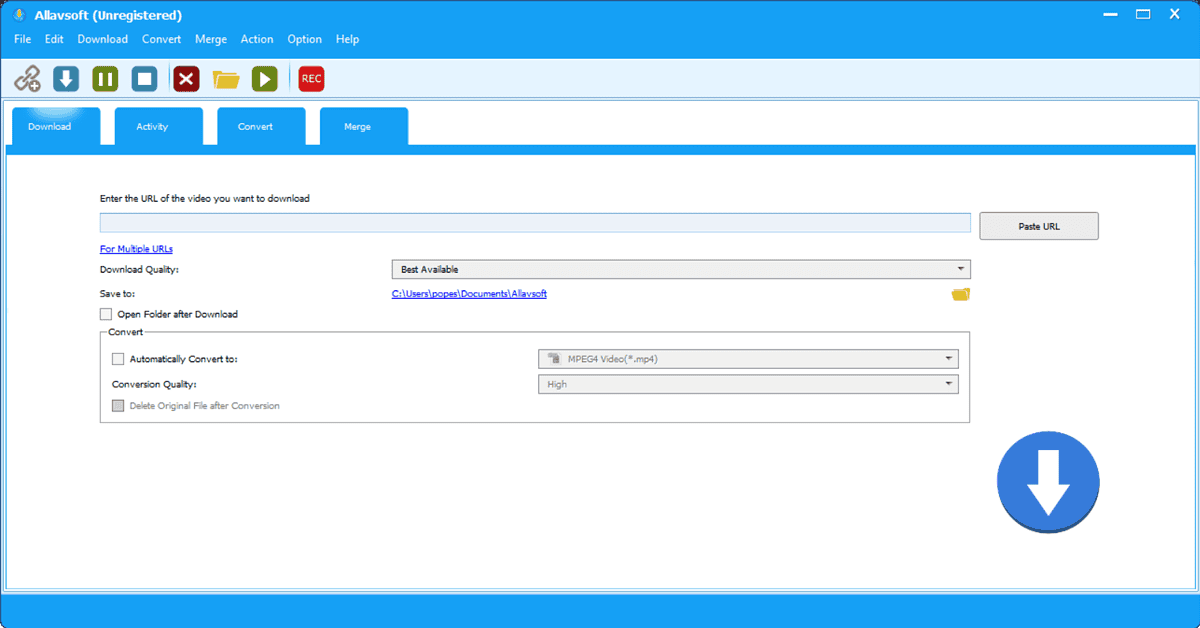 Allavsoft Downloader interface