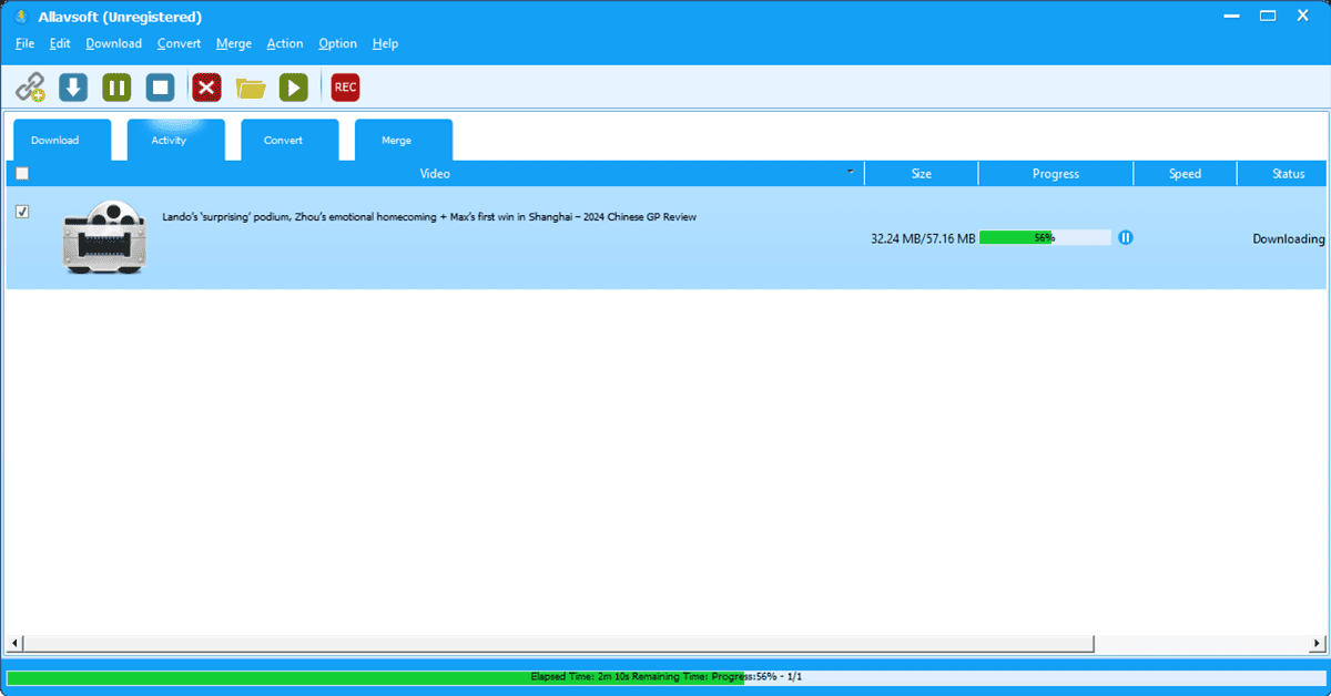 Allavsoft Downloader downloading