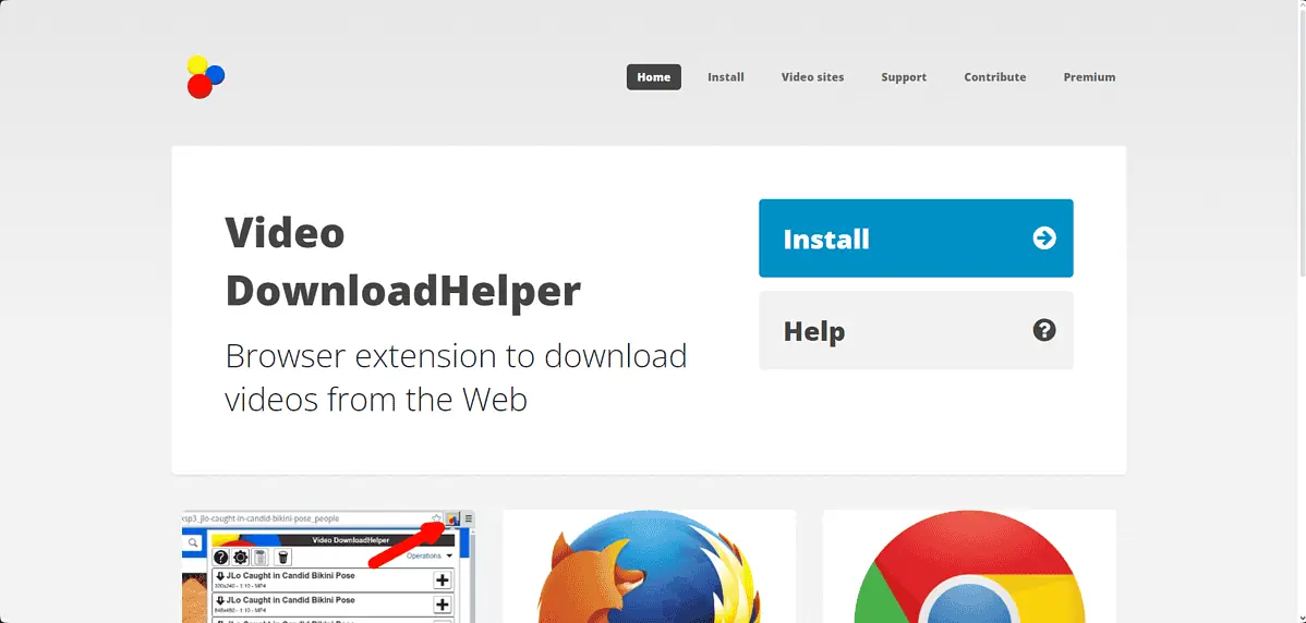 Video DownloadHelper webpage