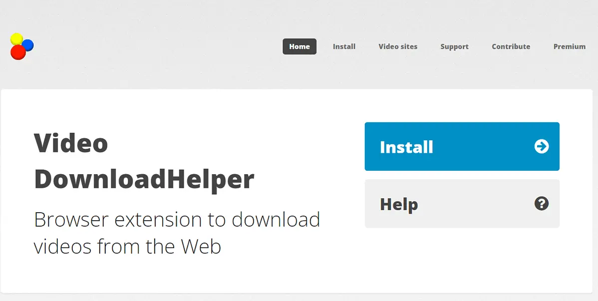 Video DownloadHelper webpage