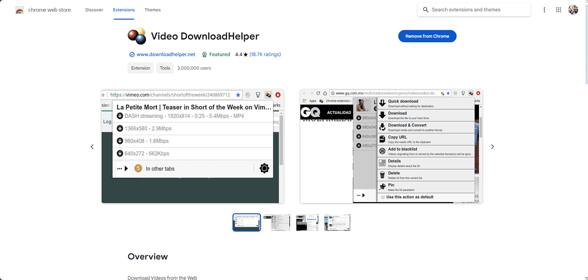 Video DownloadHelper downloading