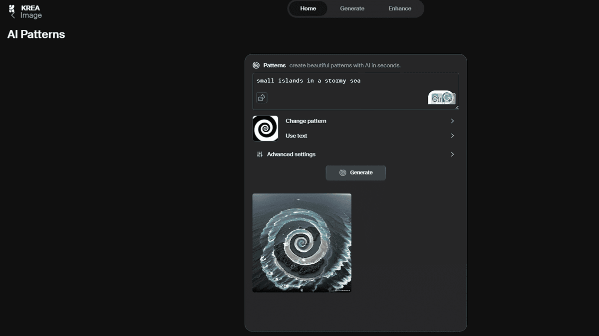 krea ai patterns settings