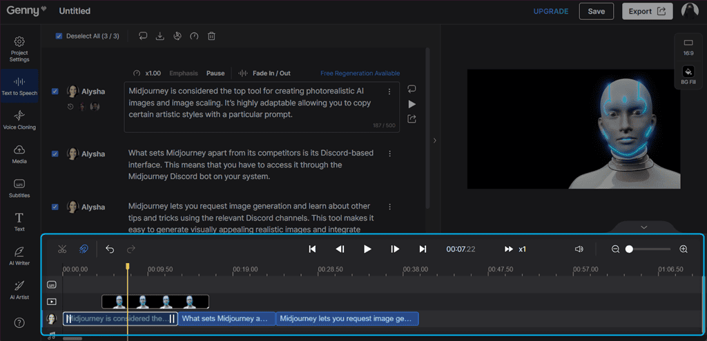 setting video related option in genny lovo ai