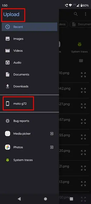 tap internal storage