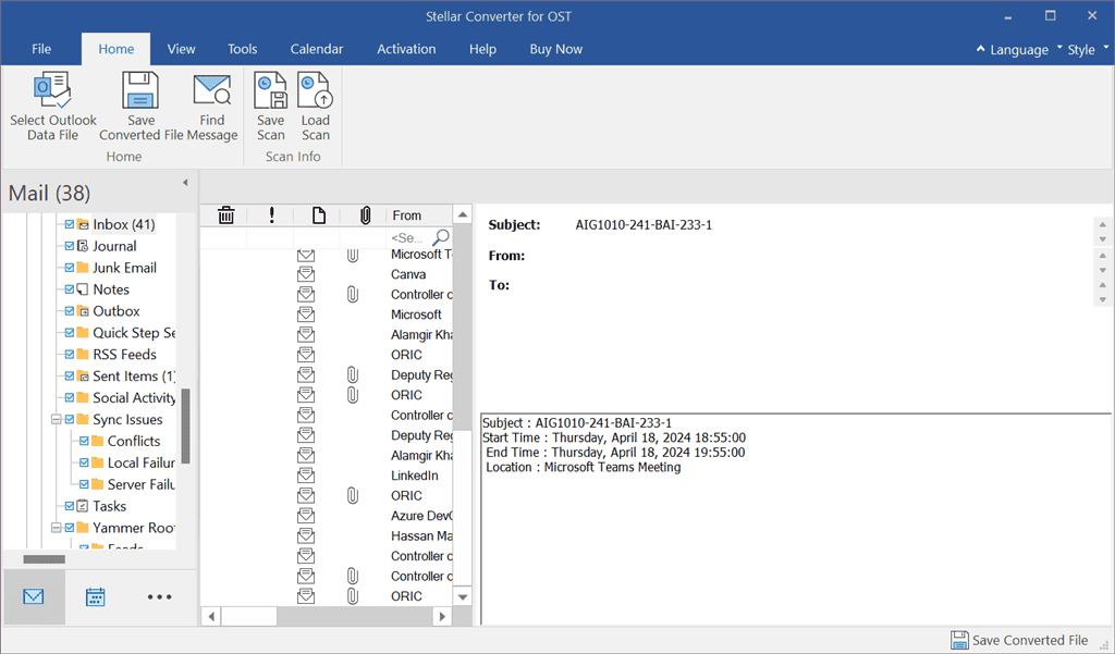 viewing loaded scanned file in stellar converter