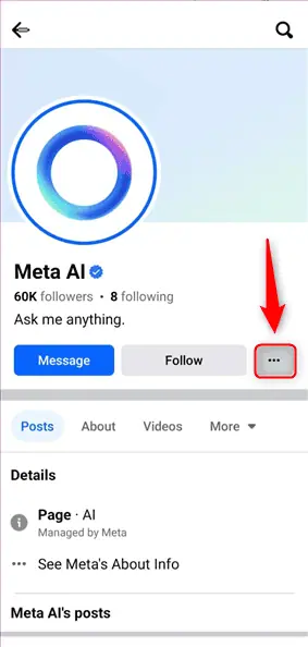 melihat profil meta ai setelah tekan lama