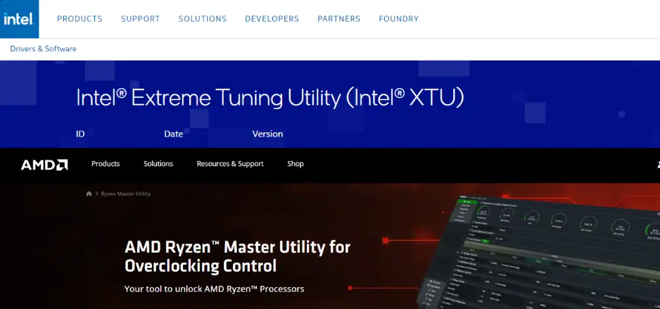 Intel XTU download page