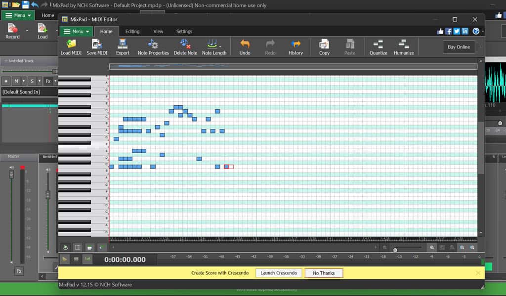MIDI Editor MixPad